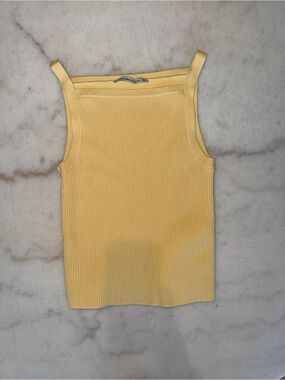 Abercrombie & Fitch Yellow Ribbed Square-Neck Tank